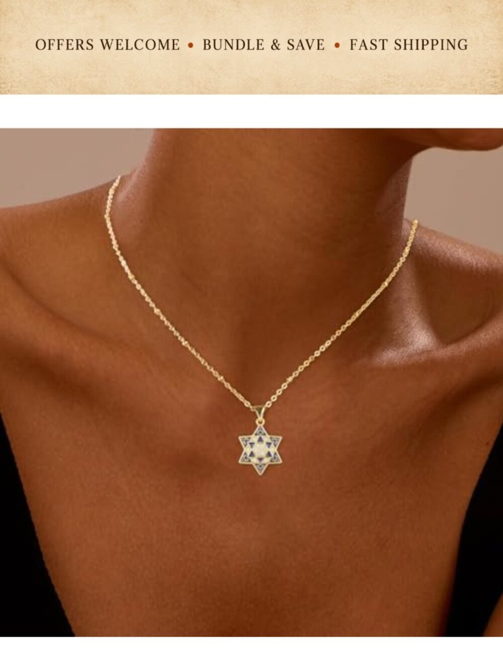 Star of David Necklace Gold Plated Hexagon Chain Jewish Pendant Gift - Picture 3 of 6